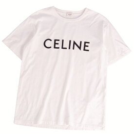 【美品】セリーヌ CELINE Tシャツ カットソー ショートスリーブ 半袖 コットン トップス メンズ イタリア製 XS ホワイト【中古】