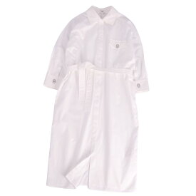 【美品】エルメス HERMES ワンピース 23SS シャツワンピース 無地 シェーヌダンクル トップス レディース フランス製 36(S相当) ホワイト【中古】