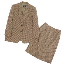 【美品】Vintage バーバリー Burberrys セットアップ スーツ ジャケット スカート 千鳥格子柄 ウール レディース 15(XL相当) マルチカラー【中古】