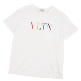 【美品】ヴァレンティノ VALENTINO Tシャツ カットソー ショートスリーブ 半袖 ロゴ イタリア製 トップス メンズ S ホワイト【中古】