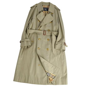 【極美品】Vintage バーバリー Burberrys コート トレンチコート コットン100％ 裏チェック アウター メンズ 96-180(L相当) カーキグリーン【中古】