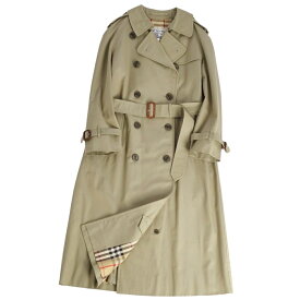 【極美品】Vintage バーバリー Burberrys コート トレンチコート コットン100％ 裏チェック アウター レディース 5Y1(XS相当) カーキベージュ【中古】