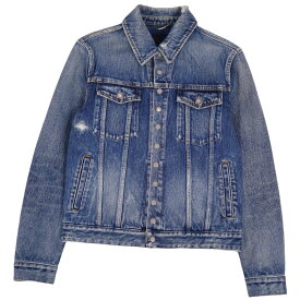 【極美品】サンローラン パリ SAINT LAURENT PARIS ジャケット デニムジャケット ダメージ加工 コットン アウター メンズ M インディゴブルー【中古】