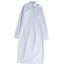 【美品】エルメス HERMES シャツ 20AW ワンピース ロングスリーブ 長袖 コットン トップス レディース フランス製 36(S相当) ブルー【中古】
