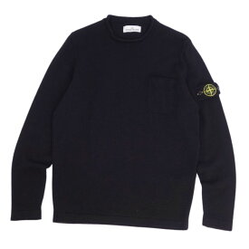 【美品】ストーンアイランド STONE ISLAND ニット セーター プルオーバー ロゴパッチ ウール トップス メンズ XL ブラック【中古】