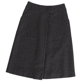 【美品】エルメス HERMES スカート ウール リネン ボトムス レディース フランス製 36(S相当) ブラック【中古】