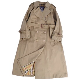 【美品】Vintage バーバリー Burberrys コート 英国製 トレンチコート コットン100％ 裏チェック アウター レディース 12(L相当) ベージュカーキ【中古】