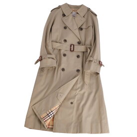 【極美品】Vintage バーバリー Burberrys コート トレンチコート コットン100％ 裏チェック アウター レディース 7AB2(S相当) カーキベージュ【中古】
