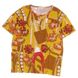 【美品】Vintage ロエベ LOEWE Tシャツ カットソー 半袖 ショートスリーブ 総柄 コットン トップス レディース S マルチカラー【中古】