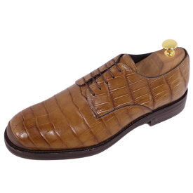 【新古品】ルイヴィトン LOUIS VUITTON レザーシューズ ダービーシューズ クロコダイル ワニ革 革靴 メンズ 6(25cm相当) ブラウン【中古】
