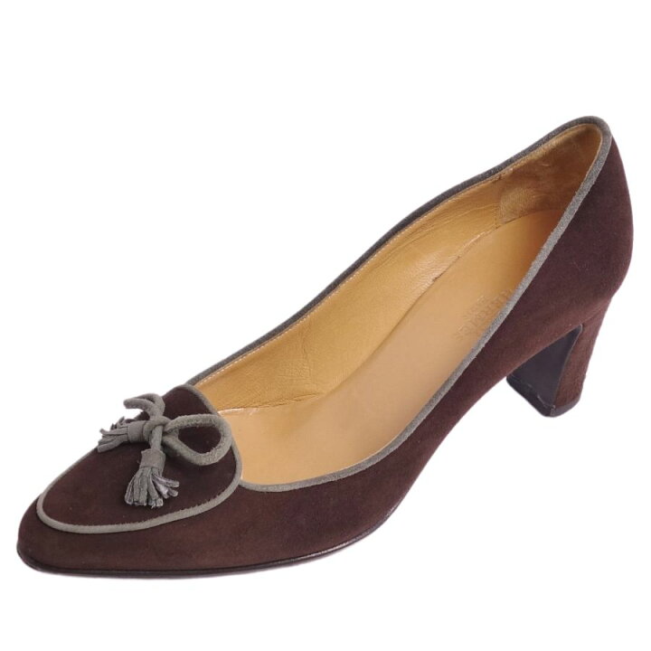 楽天市場】エルメス HERMES パンプス リボン スウェードレザー ヒール  