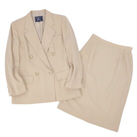 【美品】Vintage バーバリー Burberrys セットアップ スカートスーツ ジャケット スカート 無地 ウール レディース 7(S相当) ベージュ【中古】