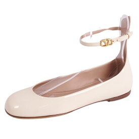 【新品同様】ヴァレンティノ ガラヴァーニ VALENTINO GARAVANI パンプス ストラップ V金具 エナメルレザー シューズ 靴 レディース イタリア製 35(22cm相当) ベージュ【中古】