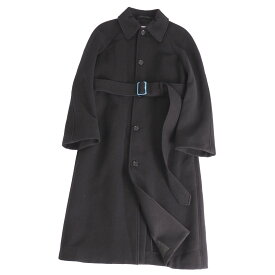 【新品同様】バーバリー BURBERRY コート ステンカラーコート バルマカーンコート ロングコート ベルト付き ウール アウター レディース UK6 US4 IT38(S相当) ブラック【中古】