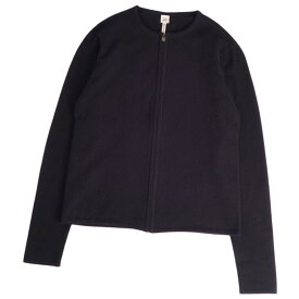 【美品】エルメス HERMES カーディガン ニット カデナ ロングスリーブ ジップアップ カシミヤ トップス レディース ME ブラック【中古】