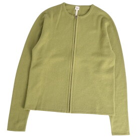 【美品】エルメス HERMES ニット ゴルチエ期 セーター カナデ金具 ジップアップ カシミヤ トップス レディース スコットランド製 ME グリーン【中古】