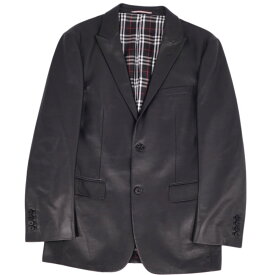 【美品】バーバリー ブラックレーベル BURBERRY BLACK LABEL ジャケット レザージャケット テーラード ラムレザー 裏チェック アウター メンズ M ブラック【中古】