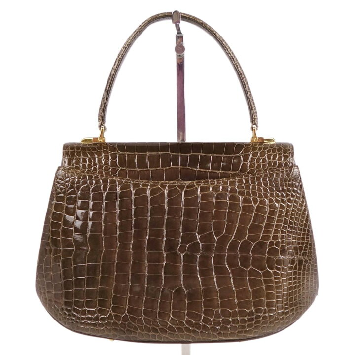 美品 マルウ MARUU バッグ ハンドバッグ ターンロック クロコダイル  