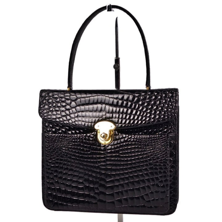 美品 呼び覚ます クロコダイル CROCODILE バッグ ハンドバッグ ターン  