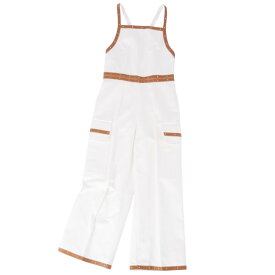 【極美品】エルメス HERMES オールインワン 2022 サロペット コットンツイル ラムレザー レディース フランス製 34(S相当) ホワイト【中古】