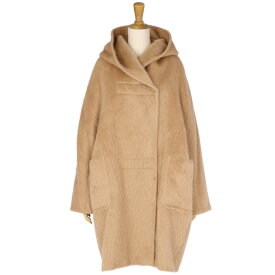 【美品】マックスマーラ Max Mara コート 白タグ フーデッドコート ダブルブレスト シャギー アウター レディース JI38 USA4 FB36(S相当) ブラウン【中古】