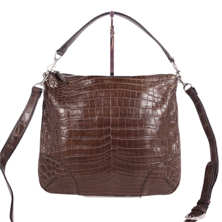 美品 クロコダイル CROCODILE バッグ ターンロック ハンドバッグ  
