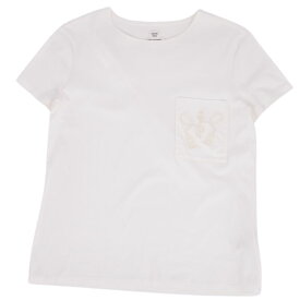 【美品】エルメス HERMES Tシャツ カットソー 半袖 ショートスリーブ 刺繍 トップス レディース 36(S相当) ホワイト【中古】
