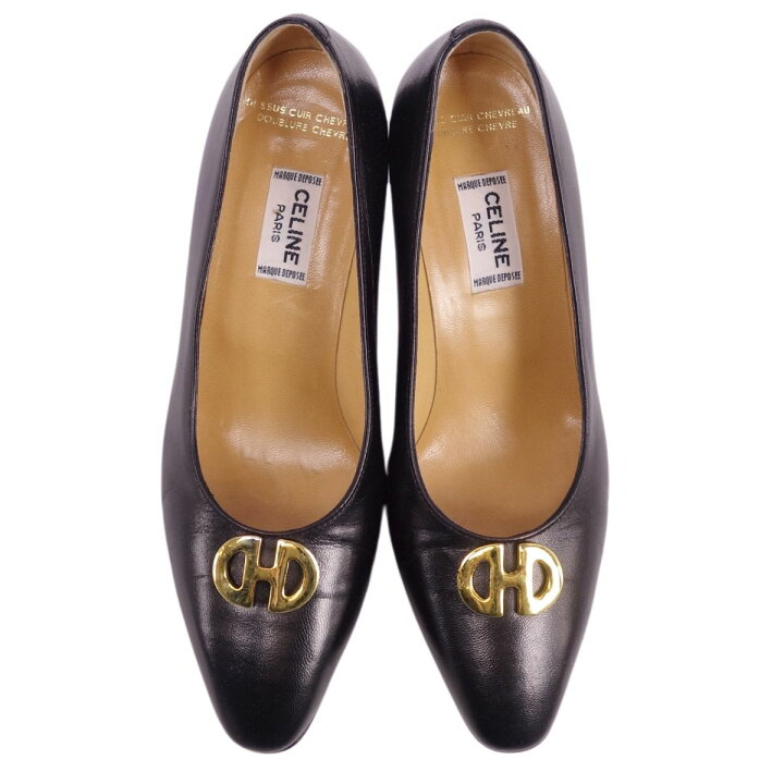 楽天市場】【美品】Vintage セリーヌ CELINE パンプス ヒール ゴールド 