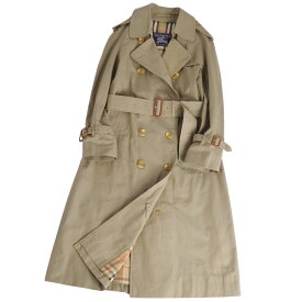 【美品】Vintage バーバリー Burberrys コート 英国製 トレンチコート コットン100％ 裏チェック アウター レディース 4(S相当) カーキベージュ【中古】