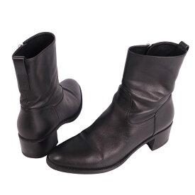 【美品】クリスチャンディオール Christian Dior ブーツ ショートブーツ サイドジップ ロゴ カーフレザー シューズ レディース 37(24cm相当) ブラック【中古】