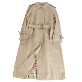 【極美品】Vintage バーバリー Burberrys コート ベルト付き ライナー付き シングル トレンチコート コットン100％ アウター レディース 11AB3(L相当) カーキベージュ【中古】