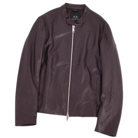 【美品】アルマーニ　エクスチェンジ ARMANI EXCHANGE ジャケット レザージャケット シングル フェイクレザー アウター メンズ S ブラウン【中古】