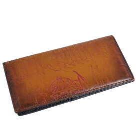【美品】ベルルッティ Berluti 財布 エスパス 長財布 ロングウォレット カリグラフィ スクリット レザー メンズ イタリア製 ブラウン【中古】