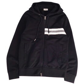【極美品】モンクレール MONCLER 2020年 スウェット パーカー ジップアップ ロゴ コットン トップス メンズ L ブラック【中古】