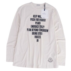 【新品同様】モンクレール MONCLER Tシャツ カットソー 2021年 ロングスリーブ 長袖 プリント トップス メンズ XL アイボリー【中古】