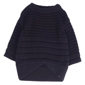 【極美品】シャネル CHANEL ニット セーター 七分袖 コットン トップス レディース フランス製 38(M相当) ネイビー【中古】