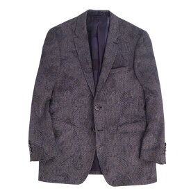 【極美品】エトロ ETRO ジャケット テーラードジャケット シングル 総柄 ペイズリー柄 シルク ウール アウター メンズ 48(S相当) グレー【中古】