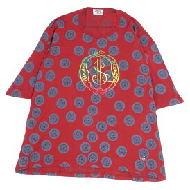 【美品】ヴィヴィアンウエストウッドマン Vivienne Westwood MAN Tシャツ カットソー 総柄 オーバーシルエット トップス メンズ F(M~L相当) レッド/グレー【中古】