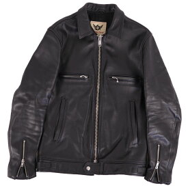 【美品】ロクロクロク トリプルシックス 666 ジャケット レザージャケット シングル ライダースジャケット ステアハイド 牛革 アウター メンズ 36(S相当) ブラック【中古】
