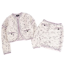 【新品同様】シャネル CHANEL セットアップ 21A P71044 スカートスーツ ニット カシミヤ ジャケット スカート レディース ジャケット：34 スカート：36 ホワイト【中古】