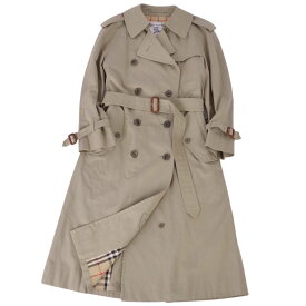 【美品】Vintage バーバリー Burberrys コート トレンチコート コットン100％ 裏チェック アウター レディース 9AB2(M相当) カーキグリーン【中古】