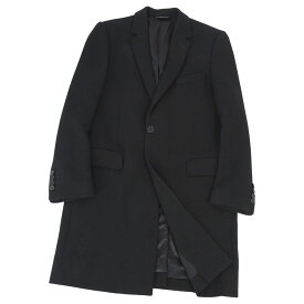 【美品】ドルチェ&ガッバーナ DOLCE&GABBANA コート チェスターコート ウール イタリア製 アウター メンズ 48(M相当) ブラック【中古】