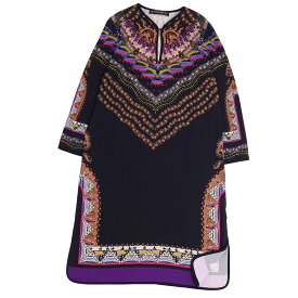 【美品】エトロ ETRO ワンピース ドレス ロングスリーブ フレアスリーブ 総柄 ペイズリー スリット トップス レディース 38(S相当) マルチカラー【中古】