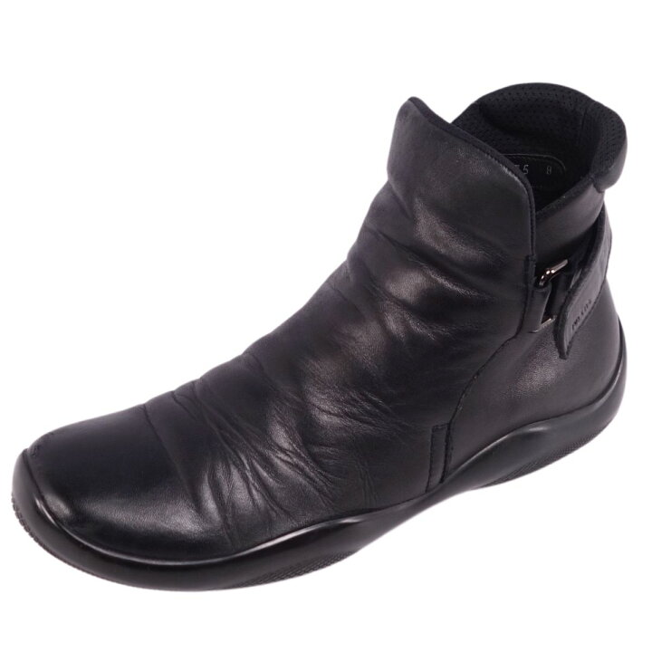 プラダ スポーツ PRADA SPORT ブーツ ショートブーツ ラムレザー ロゴ 