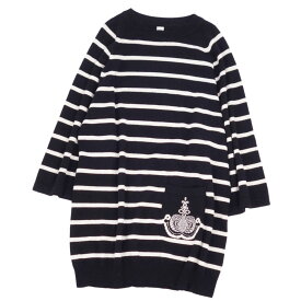 【極美品】エルメス HERMES 20SS ニット セーター ワンピース ボーダー カシミヤ100％ トップス レディース 42(L相当) ブラック/ホワイト【中古】