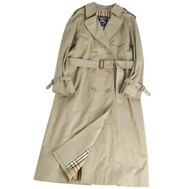 【極美品】Vintage バーバリー Burberrys コート 英国製 トレンチコート コットン100％ 裏チェック アウター レディース 12(L相当) カーキベージュ【中古】
