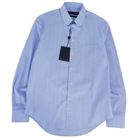 【新古品】ルイヴィトン LOUIS VUITTON シャツ 2020 DNA ロングスリーブ 長袖 ストライプ コットン トップス メンズ フランス製 38/15 ブルー【中古】