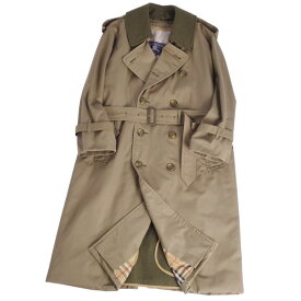 【美品】Vintage バーバリー Burberrys コート 2枚襟 ライナー付き トレンチコート コットン 裏チェック アウター メンズ 36(M相当) カーキ【中古】