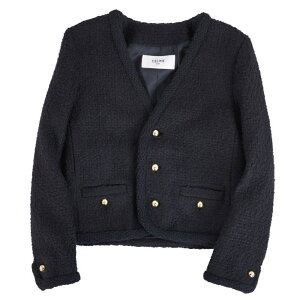 【極美品】セリーヌ CELINE ジャケット ノーカラー カシミヤ ウール ツイード アウター レディース フランス製 