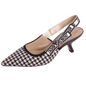 【美品】クリスチャンディオール Christian Dior パンプス J'ADIOR バックストラップ ツイード ヒール シューズ 靴 レディース 37(24cm相当) ブラック/ホワイト【中古】